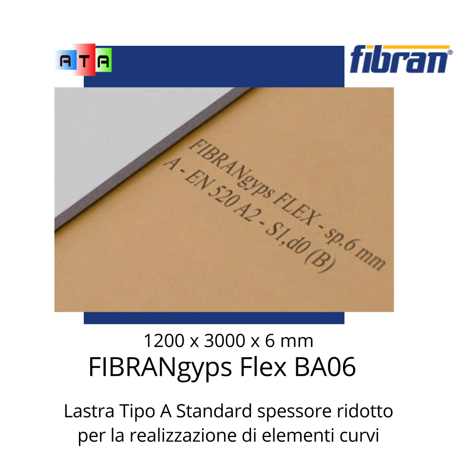 Fibran Fibragyps lastra cartongesso FLEX BA6 1200 x 3000 x 6 mm