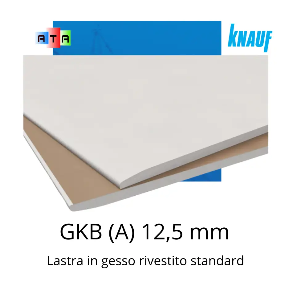 Lastra GKB (A) 12,5 mm Knauf. Lastra in gesso rivestito standard