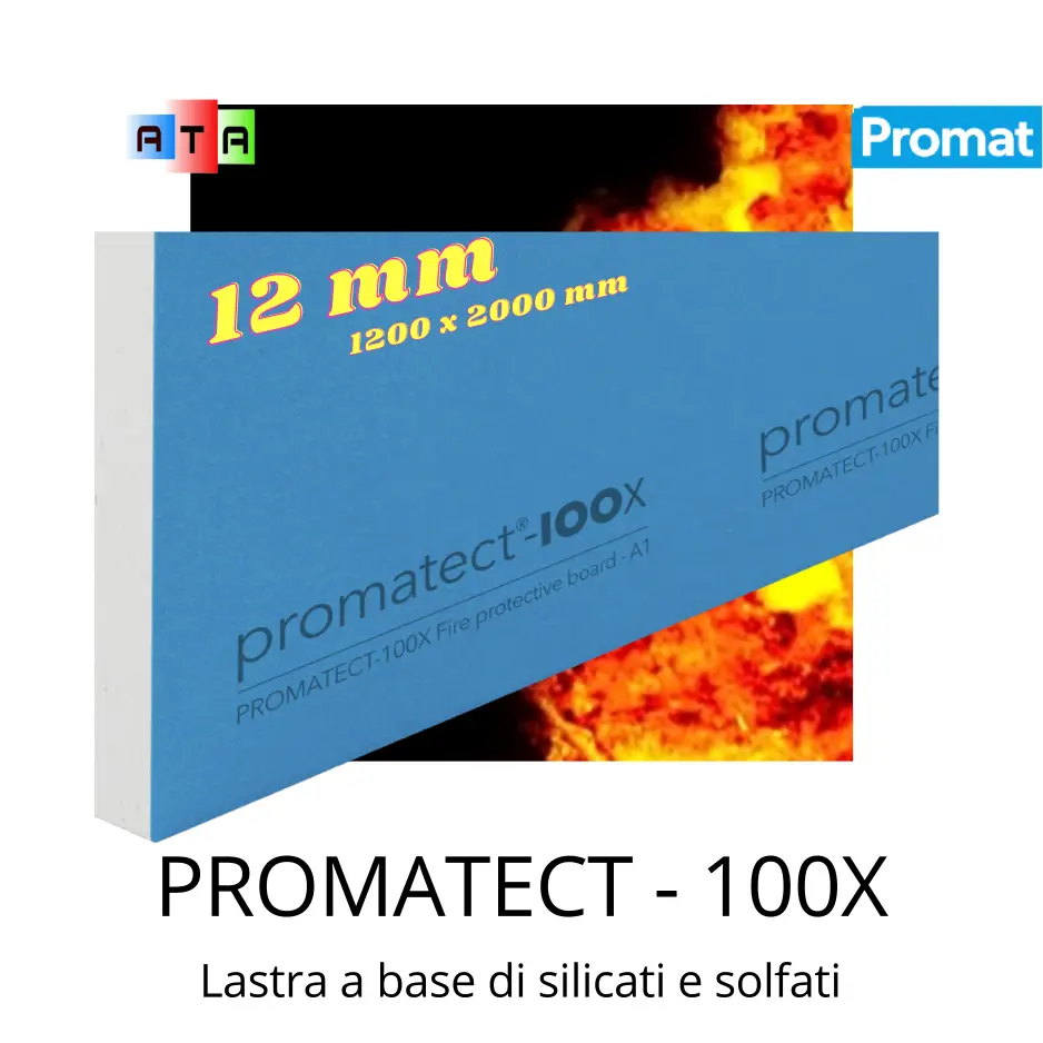 Promat Promatect 100 x lastra incombustibile in classe A1- 1200 x 2000 mm spessore 1,2 cm