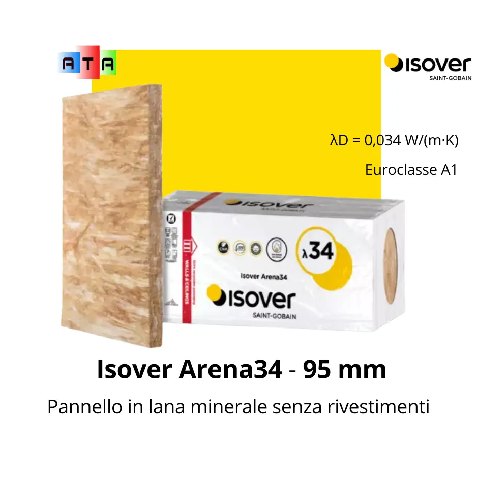 IsoverArena3495mm Applicazioni Termiche ed Acustiche Isover arena 34 lana di vetro termo acustico spessore 95 mm