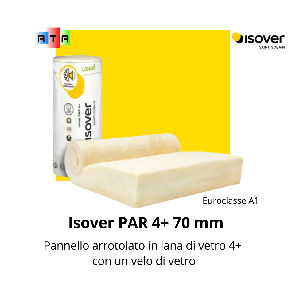 Isover Par 4+ lana di vetro per isolamento termico e acustico spessore 70 mm