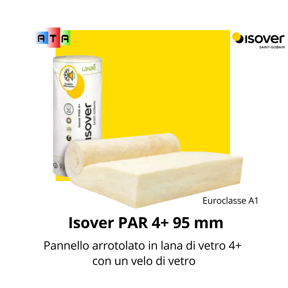 Isover Par 4+ lana di vetro per isolamento termico e acustico spessore 95 mm