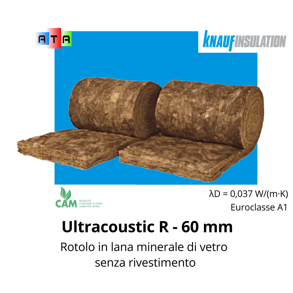UltracousticR60mm Applicazioni Termiche ed Acustiche Knauf insulation Ultracoustic R lana minerale per isolamento termico e acustico 6 cm