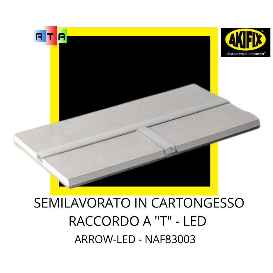 Akifix NAF83003SEMILAVORATOINCARTONGESSOEFIBRACONPROFILOINALLUMINIOPERLACREAZIONEDILUCELEDD Applicazioni Termiche ed Acustiche Akifix pannello Arrow led con striscia a T IN OGNI CASO per cartongesso NAF83003