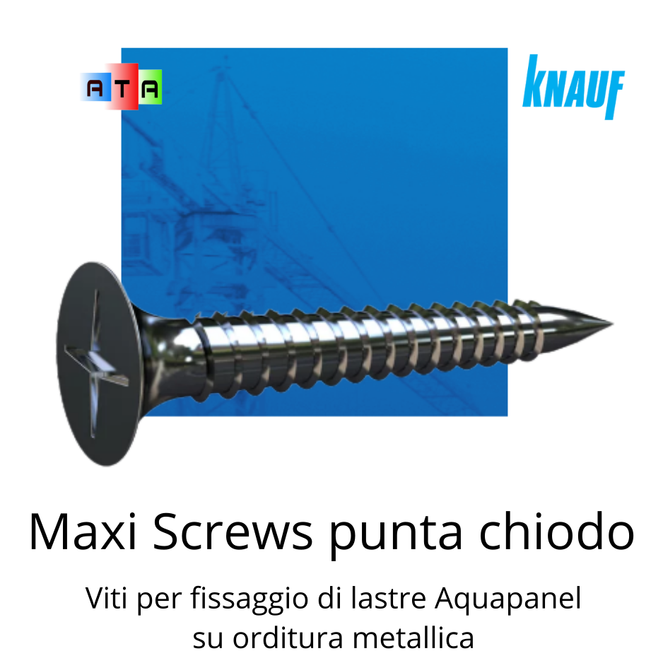 KnaufAquapanelMaxiScrewspuntachiodoVitiperfissaggiodilastreAquapanelsuorditurametallic Applicazioni Termiche ed Acustiche Knauf Aquapanel Maxi Screws punta chiodo Viti per fissaggio di lastre Aquapanel su orditura metallica