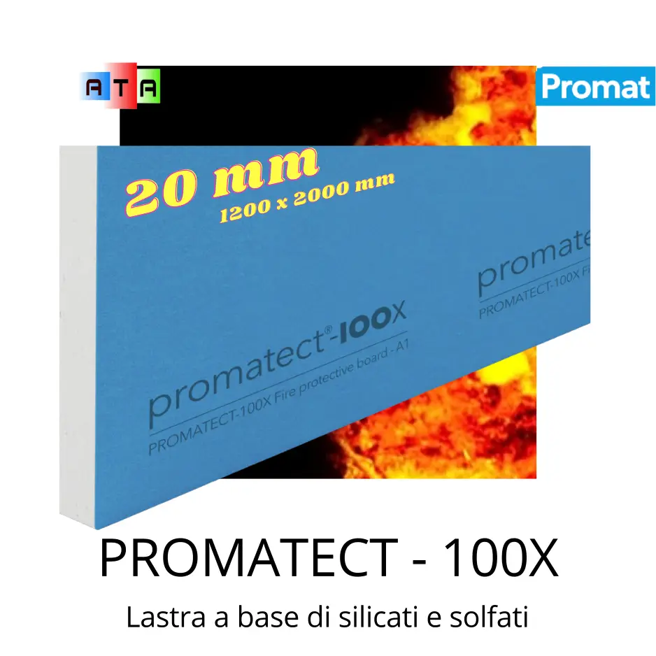 Promat Promatect 100 x lastra incombustibile in classe A1- 1200 x 2000 mm spessore 2 cm