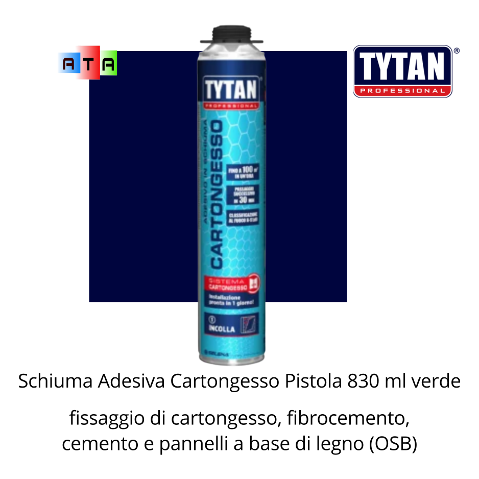 Tytan Schiuma Adesiva Cartongesso Pistola 830 ml verde