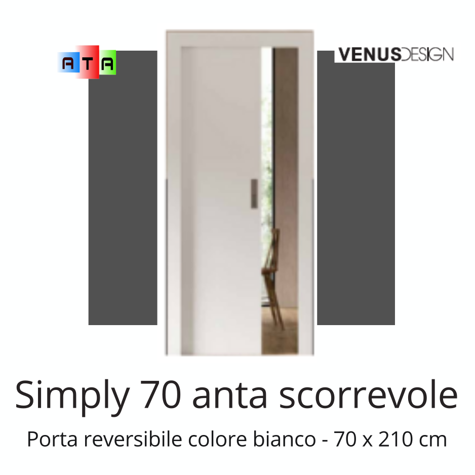 VENUSDESIGNSimply70antascorrevolePortareversibilecolorebianco70x210cm Applicazioni Termiche ed Acustiche VenusDesign porta Sply70 scorrevole anta bianca 70 x 210 cm